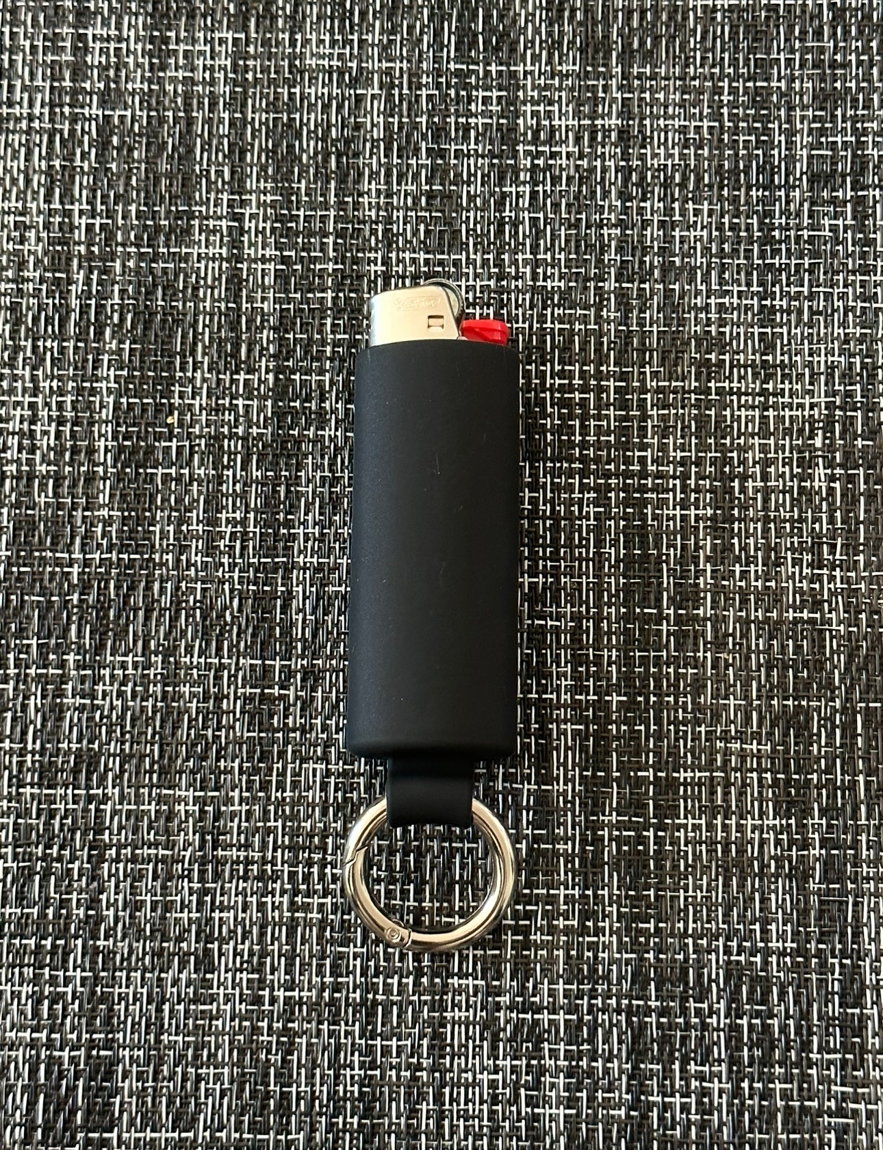 Black Lighter Holder Keychain with Spring Clip made by Lighter Locators