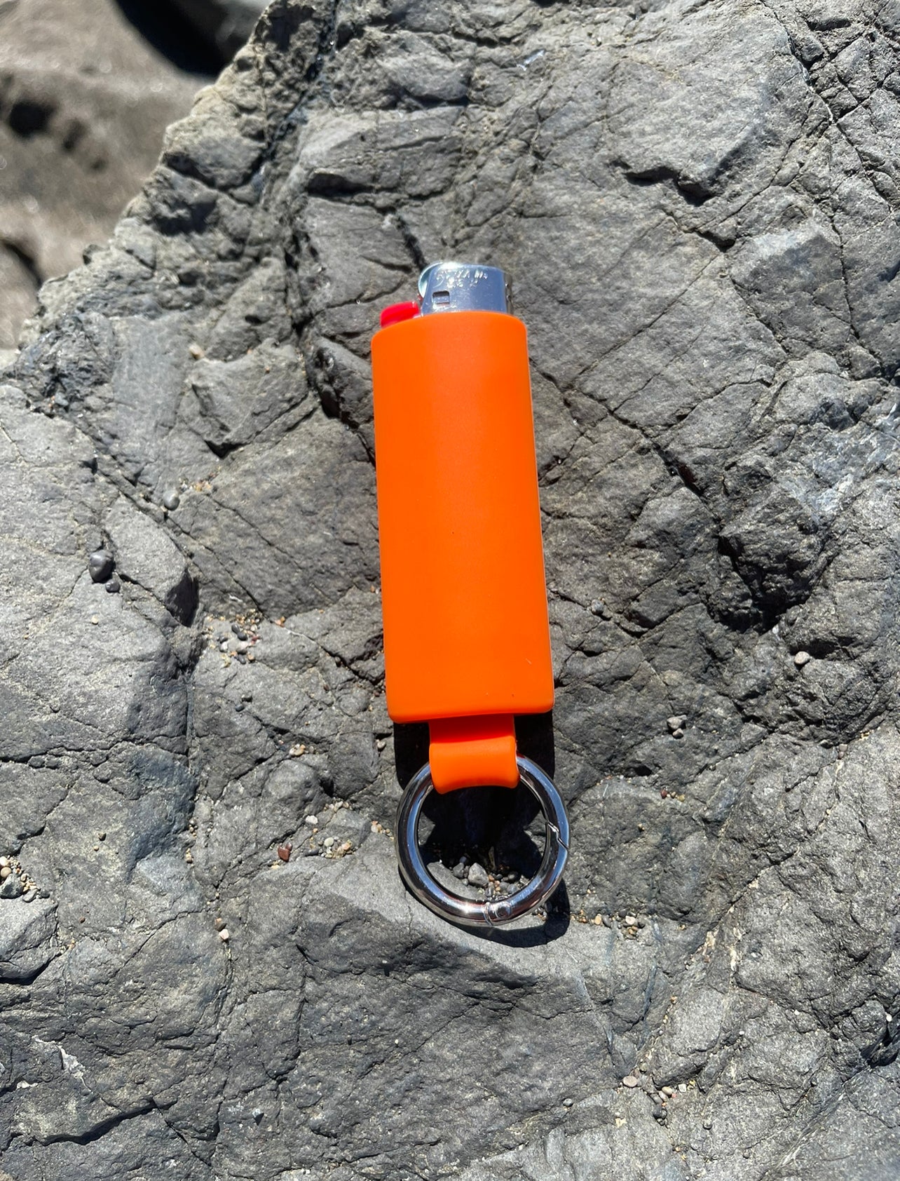 Orange Lighter Holder Keychain with Spring Clip made by Lighter Locators