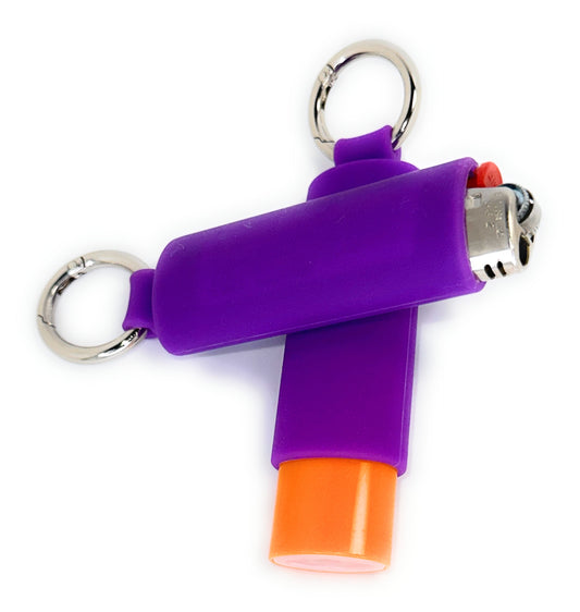Purple Lighter Holder Keychain with Spring Clip made by Lighter Locators
