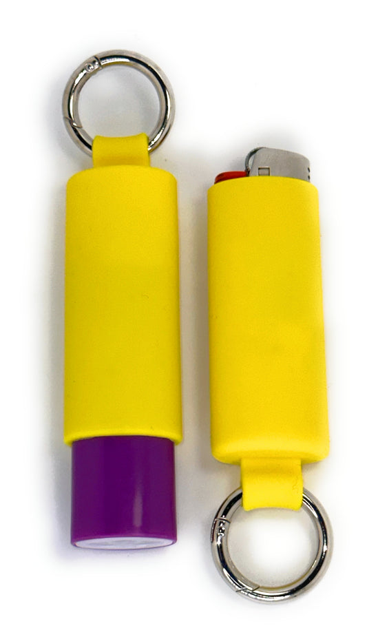 Yellow Lighter Holder Keychain with Spring Clip made by Lighter Locators