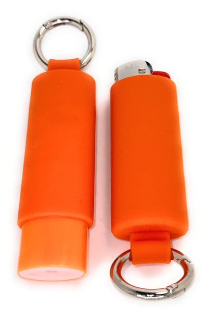 Orange Lighter Holder Keychain with Spring Clip made by Lighter Locators