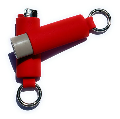 Red Lighter Holder Keychain with Spring Clip made by Lighter Locators