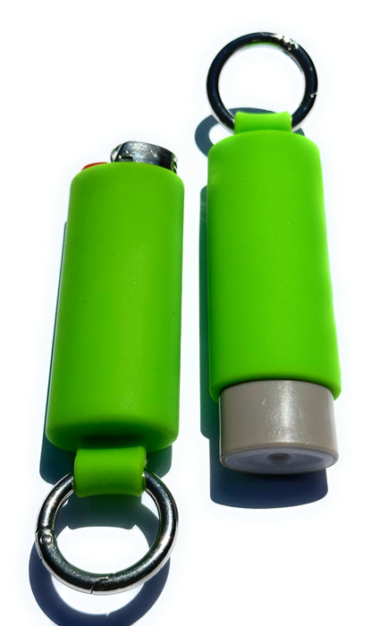 Neon Green Lighter Holder Keychain with Spring Clip made by Lighter Locators