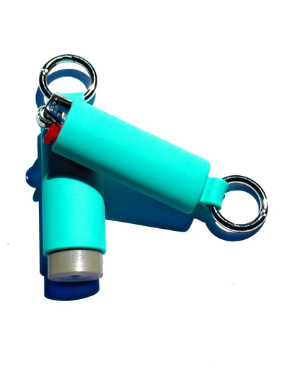 Aqua Blue Lighter Holder Keychain with Spring Clip made by Lighter Locators