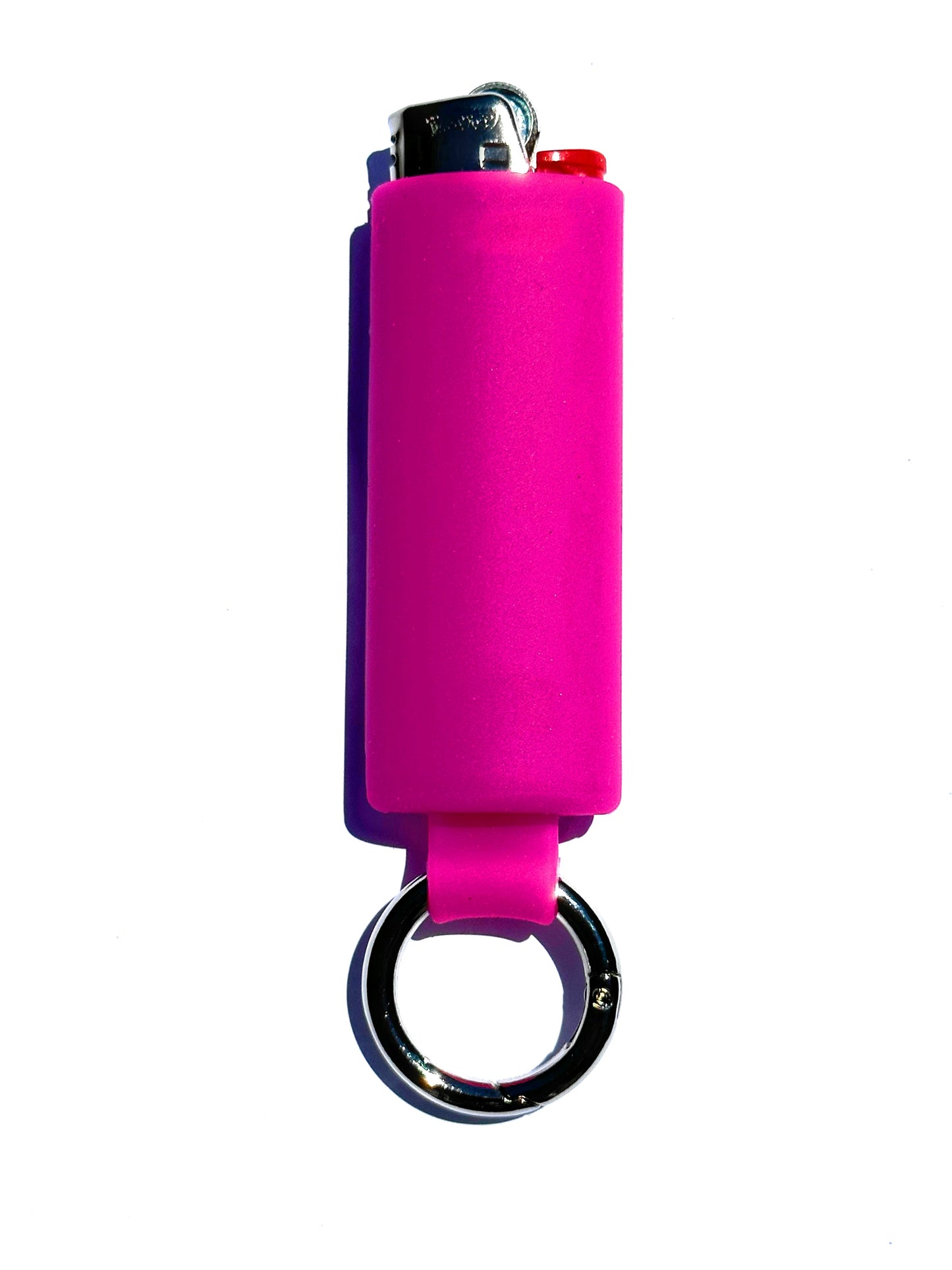 Fuchsia Lighter Holder Keychain with Spring Clip made by Lighter Locators