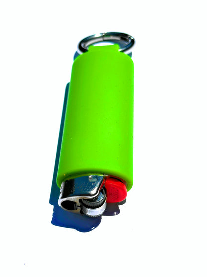 Neon Green Lighter Holder Keychain with Spring Clip made by Lighter Locators