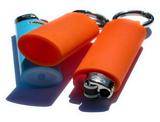 Orange Lighter Holder Keychain with Spring Clip made by Lighter Locators
