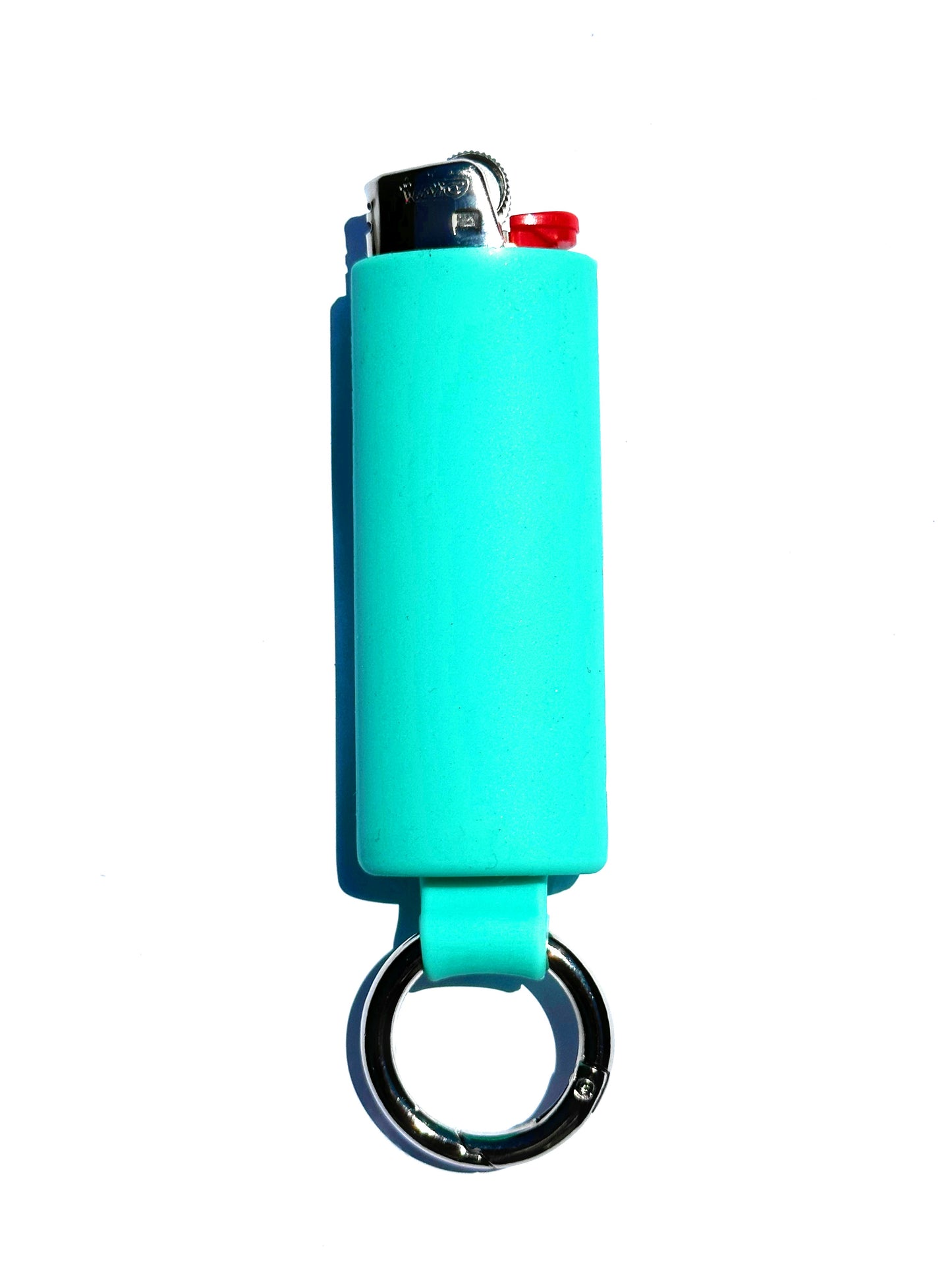 Aqua Blue Lighter Holder Keychain with Spring Clip made by Lighter Locators