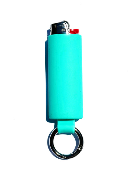 Aqua Blue Lighter Holder Keychain with Spring Clip made by Lighter Locators