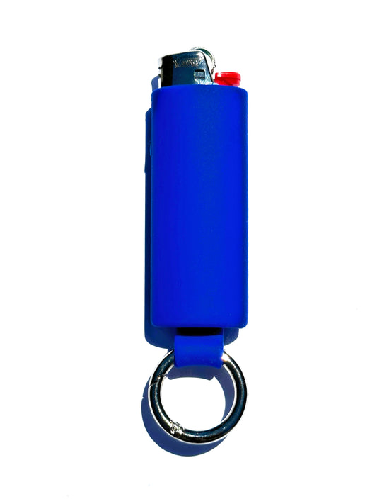 Royal Blue Lighter Holder Keychain with Spring Clip made by Lighter Locators