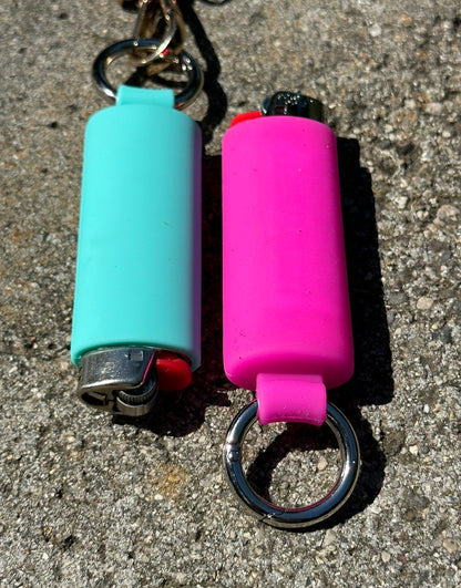 Fuchsia Lighter Holder Keychain with Spring Clip made by Lighter Locators