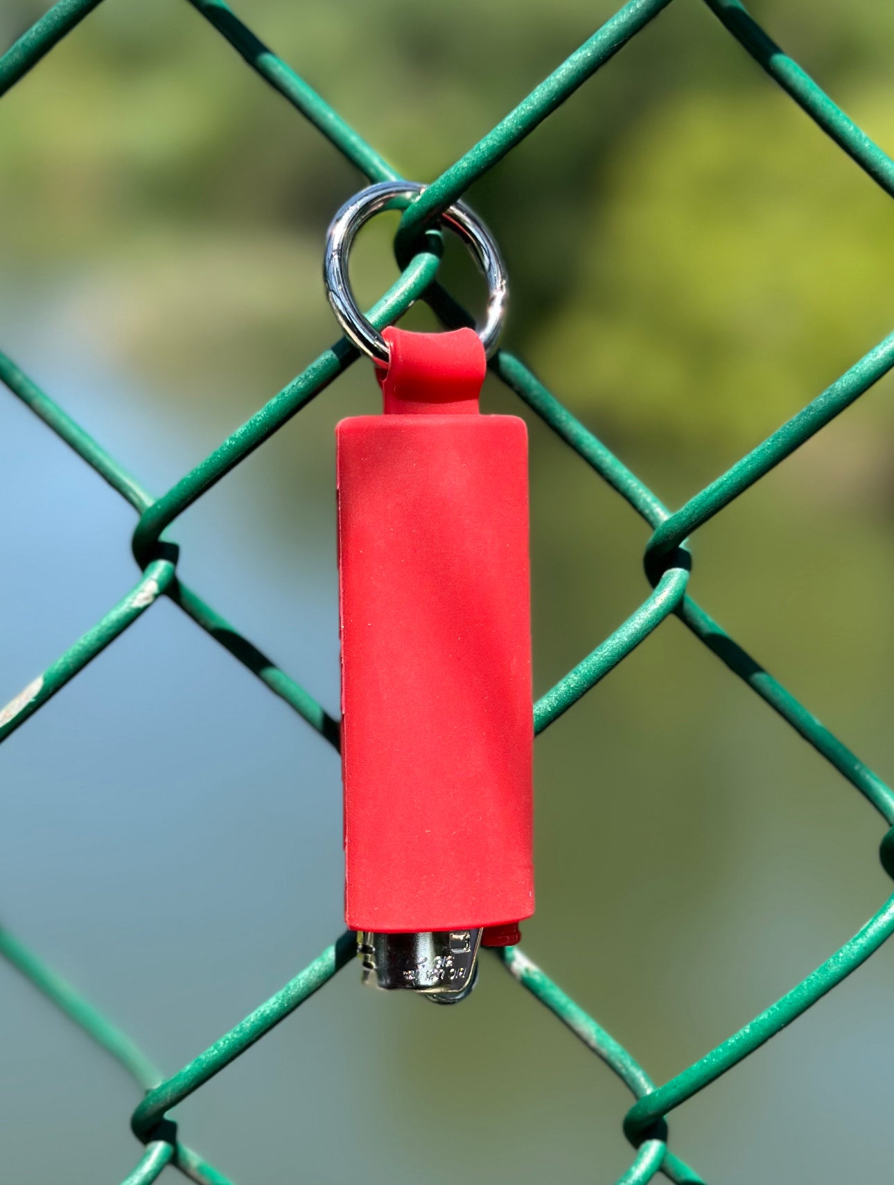 Red Lighter Holder Keychain with Spring Clip made by Lighter Locators