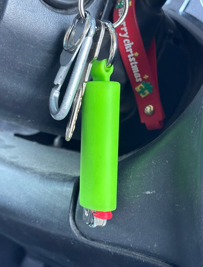 Neon Green Lighter Holder Keychain with Spring Clip made by Lighter Locators