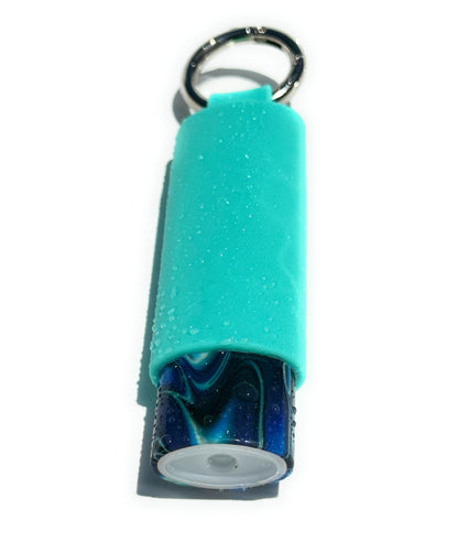 Aqua Blue Lighter Holder Keychain with Spring Clip made by Lighter Locators