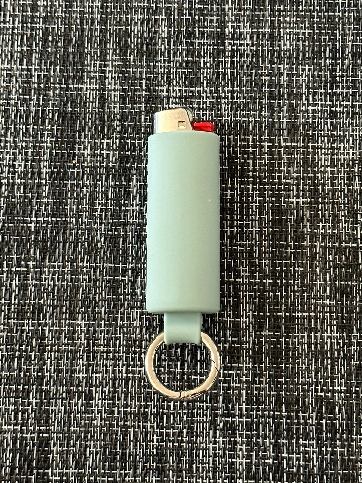 Light Gray Lighter Holder Keychain with Spring Clip made by Lighter Locators