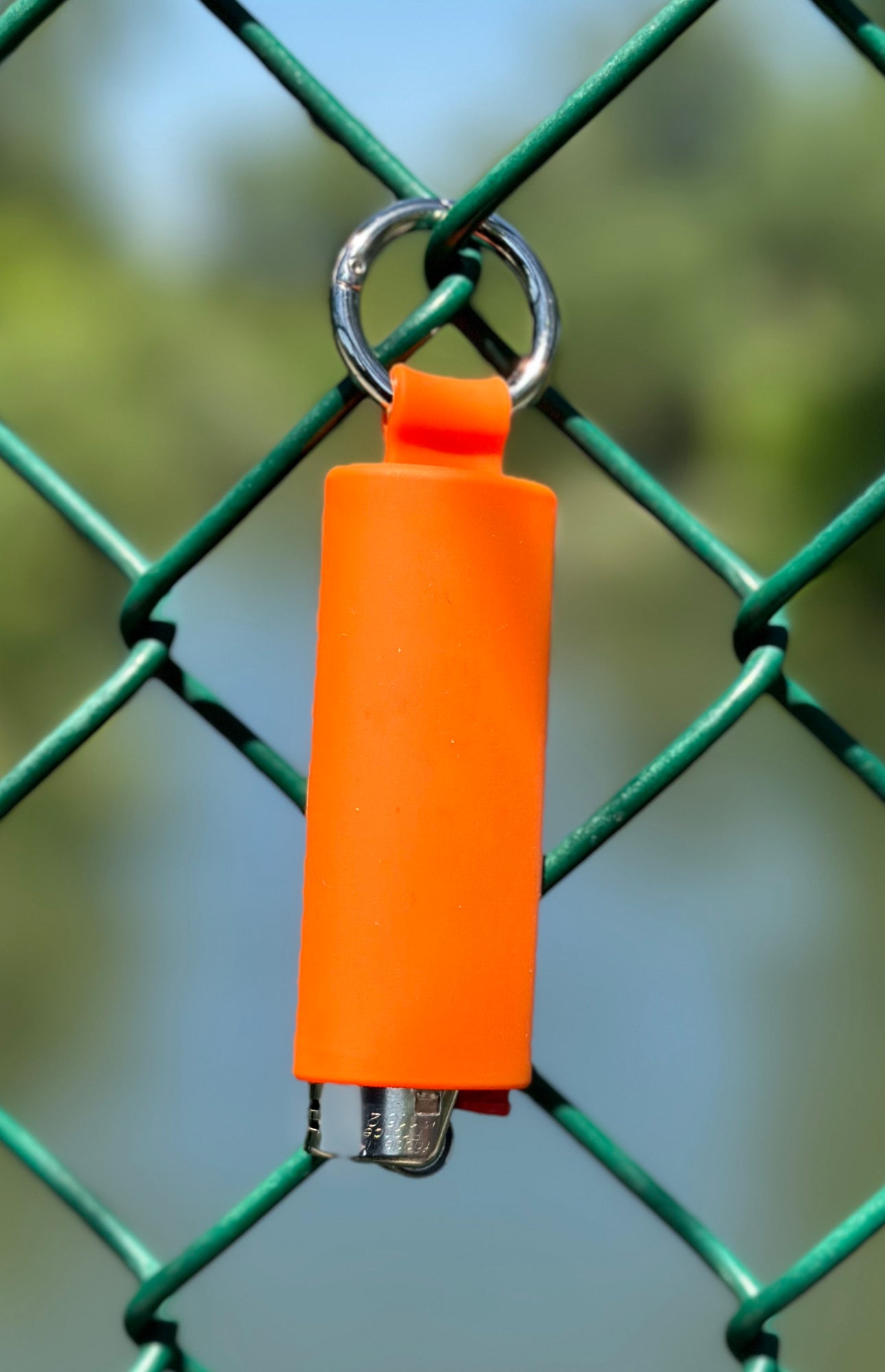 Orange Lighter Holder Keychain with Spring Clip made by Lighter Locators