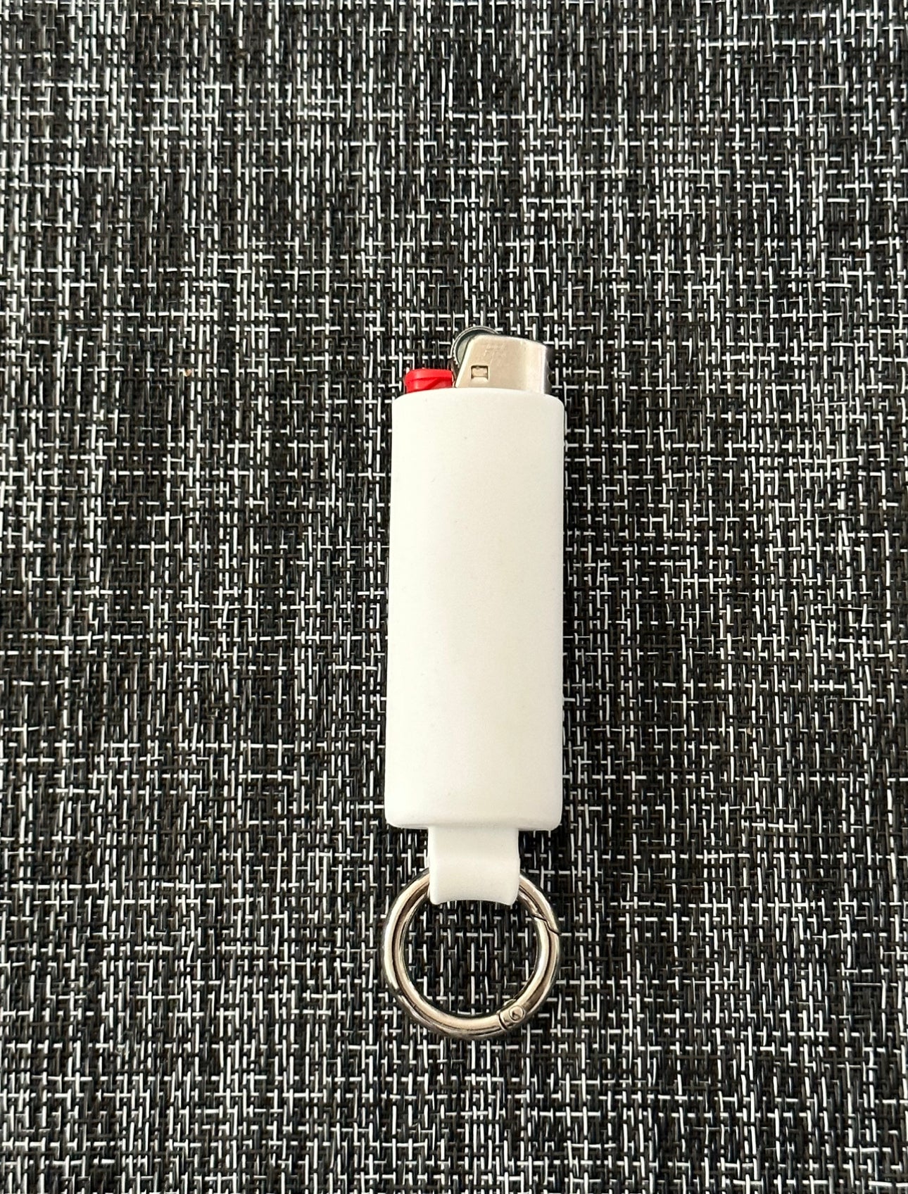 White Lighter Holder Keychain with Spring Clip made by Lighter Locators